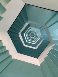 Low angle view of spiral staircase in building