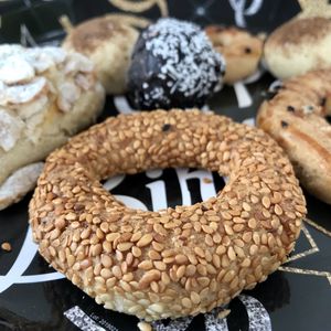 High angle view of dessert in plate on table