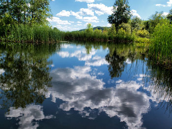 Scenic view of lake against sky