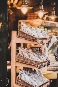 Breads displayed for sale at store