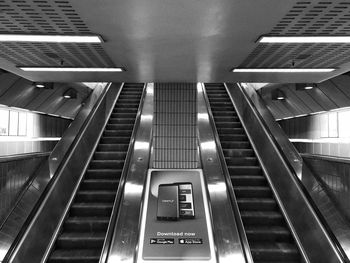 Low angle view of escalator at subway station