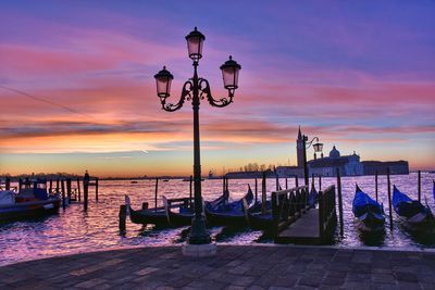 Scenic view of gondolas during sunset