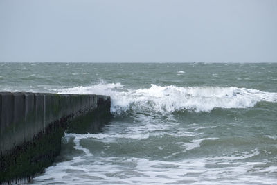 Scenic view of sea against clear sky