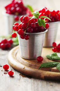 Close-up of red berries on table