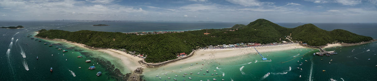 High angle view of sea against sky