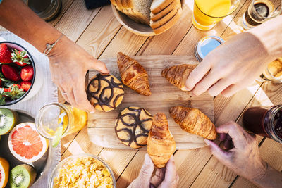 High angle view of food on table