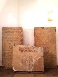 Text on wall at home