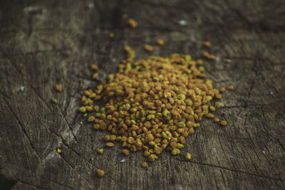 High angle view of dried plant on table