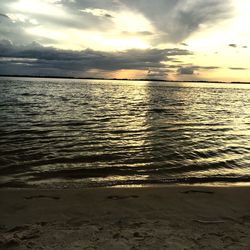 Scenic view of sea against sky during sunset