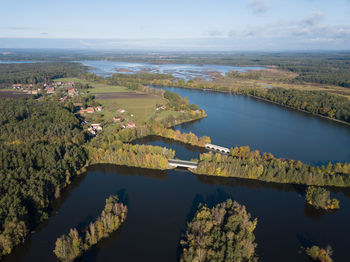 High angle view of lake against sky