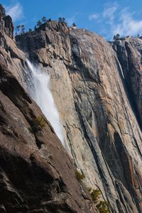 Scenic view of waterfall against sky in yosemite national park. 