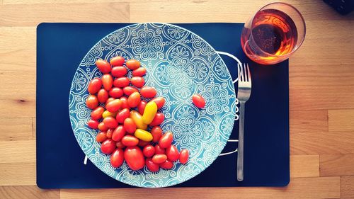 High angle view of fruits on table