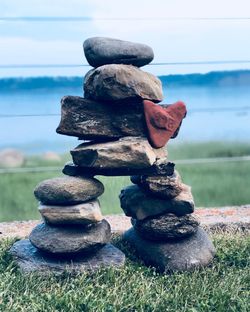 Stack of stones on shore