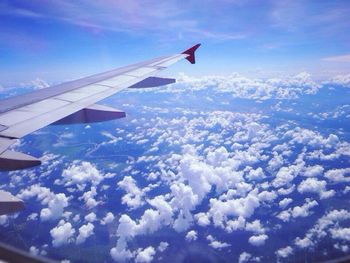 Cropped image of airplane flying over landscape