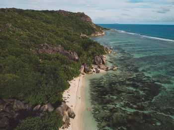 High angle view of beach against sky