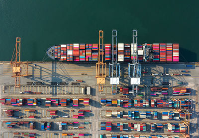 High angle view of commercial dock