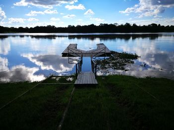 Scenic view of lake against sky