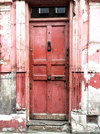 Closed door of old building