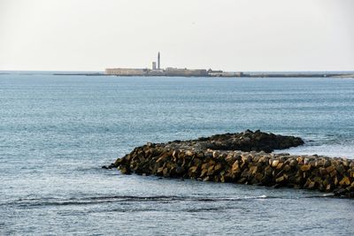Scenic view of sea against clear sky