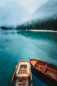 High angle view of lake against sky