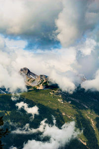 High angle view of mountains against sky