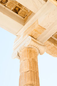 Low angle view of column against clear sky