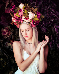 Beautiful wearing flowers