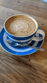 High angle view of coffee on table