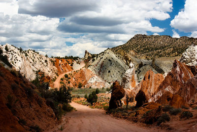 Panoramic view of rock formations against sky