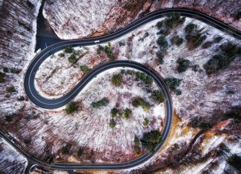 High angle view of cars on road