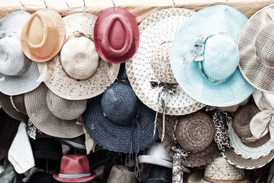 High angle view of various for sale at market stall