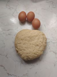 High angle view of bread on table