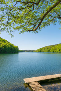 Scenic view of lake against clear sky