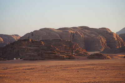 Scenic view of desert against clear sky