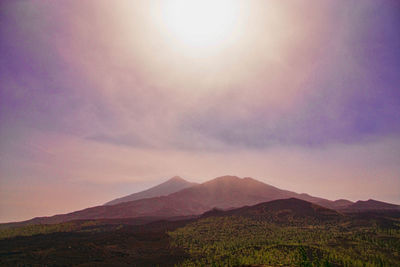 View towards the the peaks of mount teide on tenerife