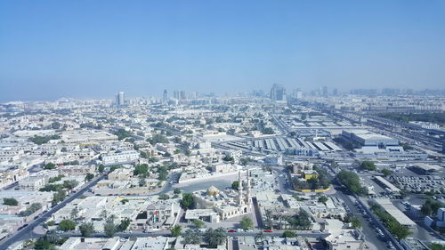 High angle view of cityscape against sky