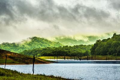 Scenic view of lake against sky