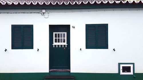 Closed door of building