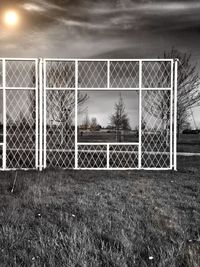 Chainlink fence on field