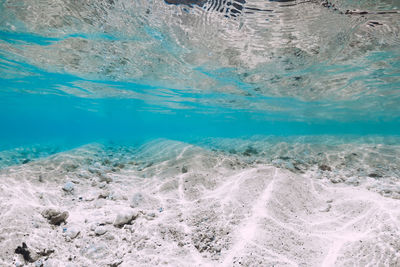 High angle view of swimming in sea