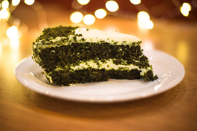 Close-up of bread in plate on table