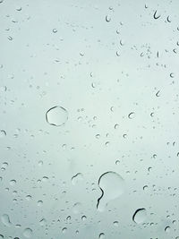 Full frame shot of raindrops on window