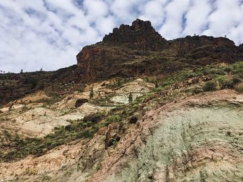 Rock formations on landscape against sky