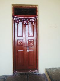 Closed door of building