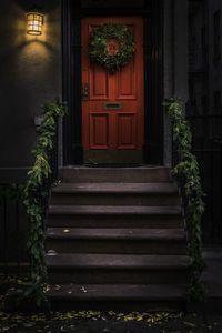 Closed door of building