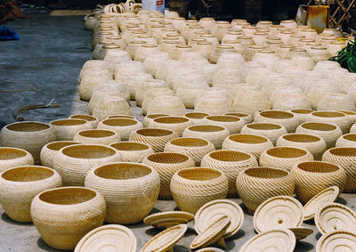 High angle view of spices for sale at market stall