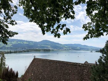 Scenic view of lake against sky