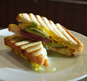 Close-up of sandwich on plate