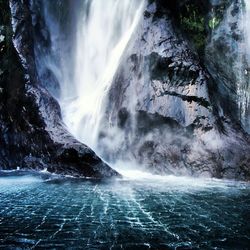 Scenic view of waterfall