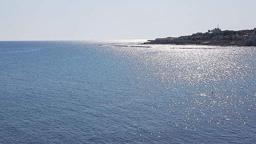 Scenic view of sea against clear sky